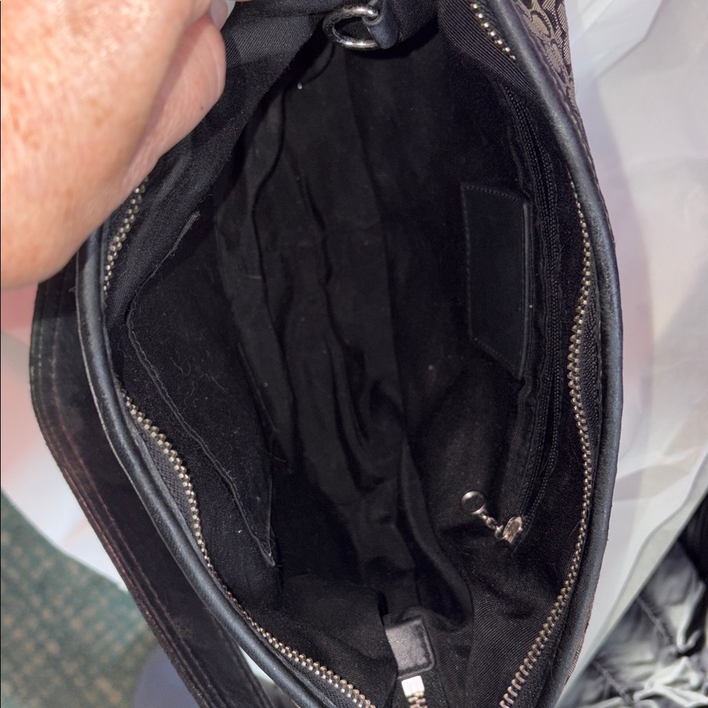 Coach Soho Shoulder Bag mini C monogram black/grey/black leather trim hobo bag - Picture 15 of 16